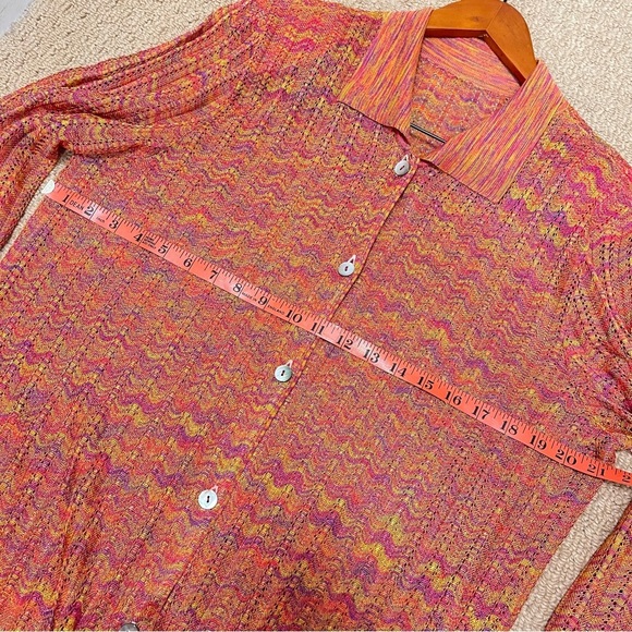 Vintage 70s Knit Button-Up Top Orange - Picture 8 of 10